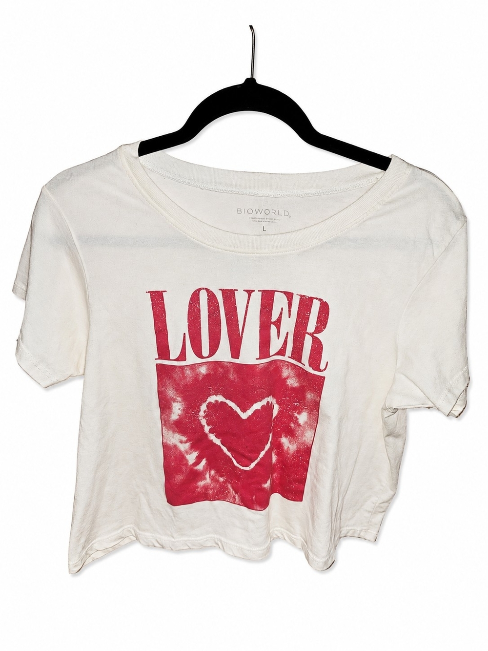Bioworld Lover Heart Graphic Crop Top L Retro Y2K Tee
